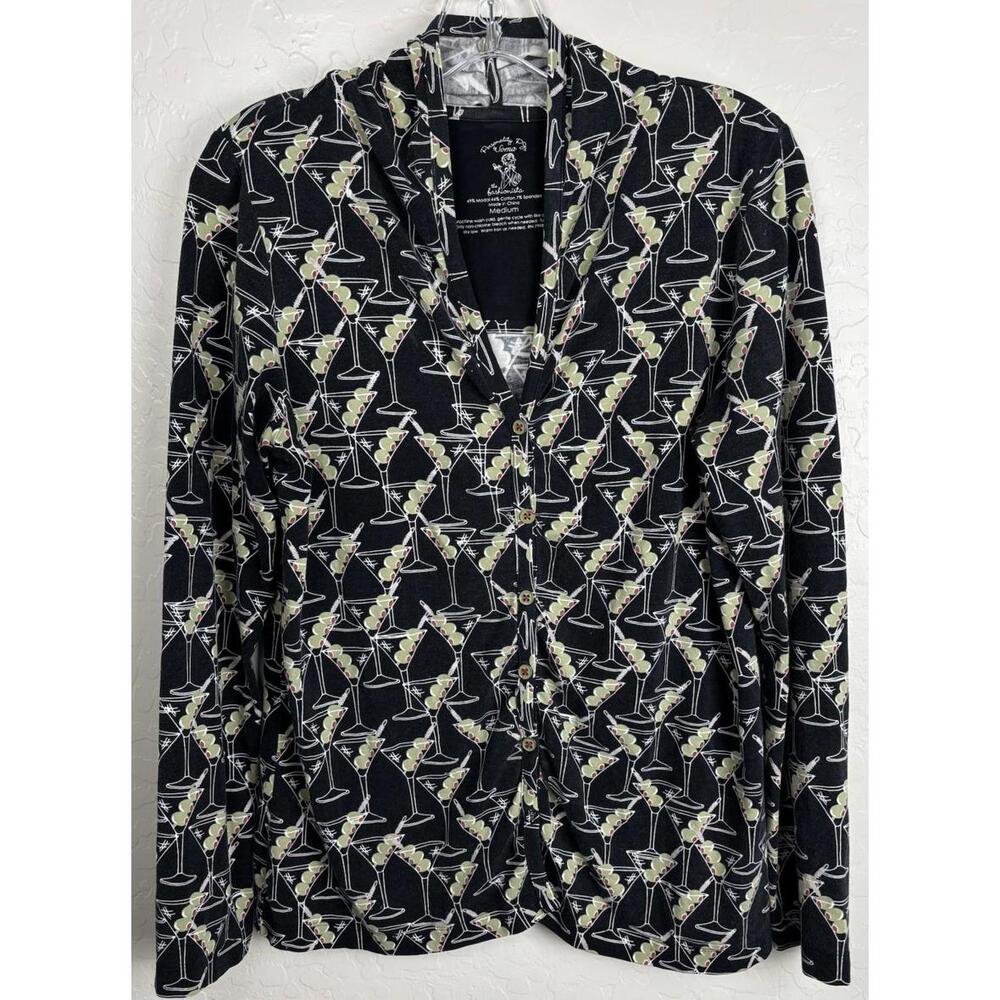 Soma Cool Nights Pajama Top Size M Black Martini Olives Cocktail Comfy 1769